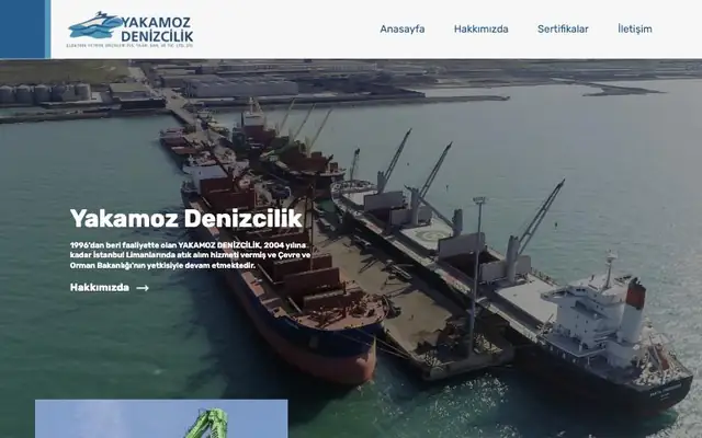Yakamoz Denizcilik için tasarladığımız kurumsal web sitesi ana sayfası